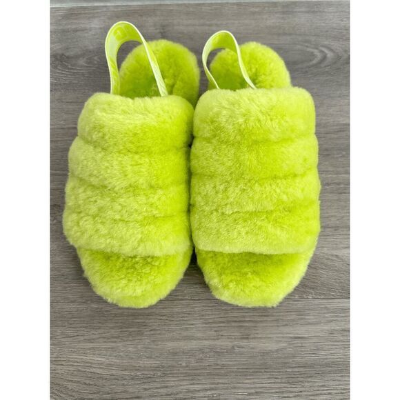 UGG Women's Fluff Yeah Slide Sandals - Key Lime 6M - Picture 2 of 11